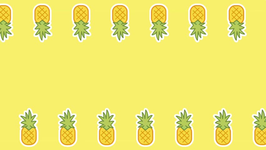 Two horizontal rows of pineapples and greens on a white background, providing a clean and decorative design with a rhythmic balance