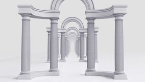 Seamless 4K loop of classical columns and arches in a wireframe blueprint style. Minimalist 3D animation with smooth fly-through. Ideal for architectural design, tech visuals, or backgrounds. - Powered by Shutterstock - Get 15% off with code: PIKWIZARD15