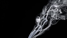 A captivating image of white smoke swirling gracefully against a deep black background, showcasing fluid motion and delicate patterns. Slow motion - Powered by Shutterstock - Get 15% off with code: PIKWIZARD15