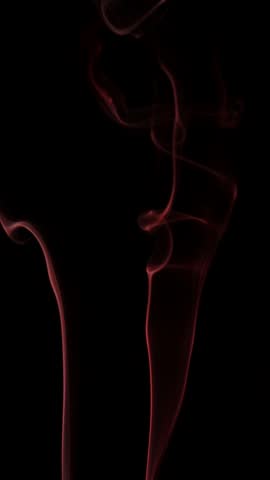 Bright orange and white smoke gracefully spirals on a deep black background, creating a mesmerizing abstract effect. Slow motion, vertical video