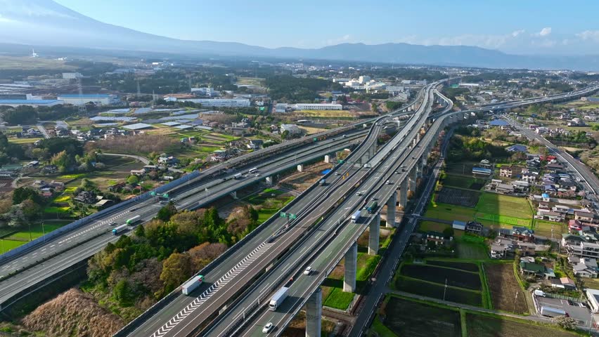 Aerial view of the highway running through the plains