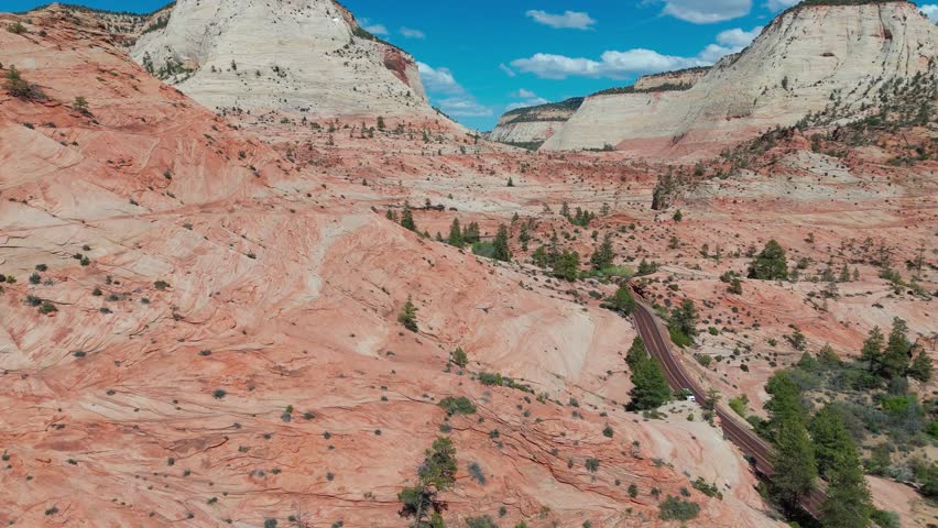 Aerial video over Zion National Park Utah USA