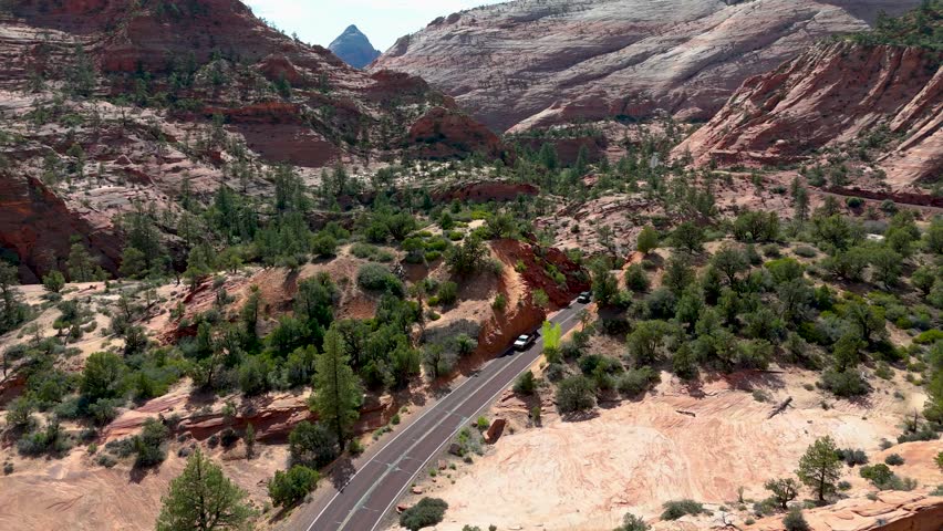 Aerial video over Zion National Park Utah USA