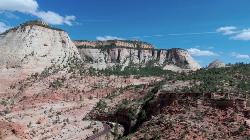 Aerial video over Zion National Park Utah USA