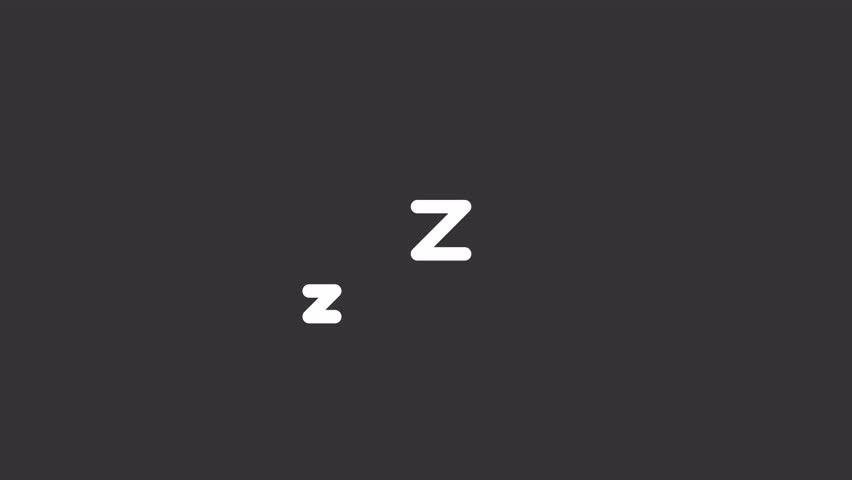 Sleep ui icon white line animation. Dream, comfort. Relaxation, relax. Sleeping schedule, healthcare. Moving z letters animated user interface element on dark background. Transparent HD video