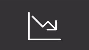 Falling chart ui icon white line animation. Stock value. Business, company. Financial statistics, economics. Market loss animated user interface element on dark background. Transparent HD video - Powered by Shutterstock - Get 15% off with code: PIKWIZARD15