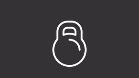 Kettlebell ui icon white line animation. Fitness equipment, healthcare. Physical activity. Gym dumbbell. Sport weight animated user interface element on dark background. Transparent HD video - Powered by Shutterstock - Get 15% off with code: PIKWIZARD15