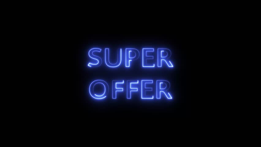 neon super offer glowing icon animation.Grunge rubber stamp with text Super Offer,vector illustration. .