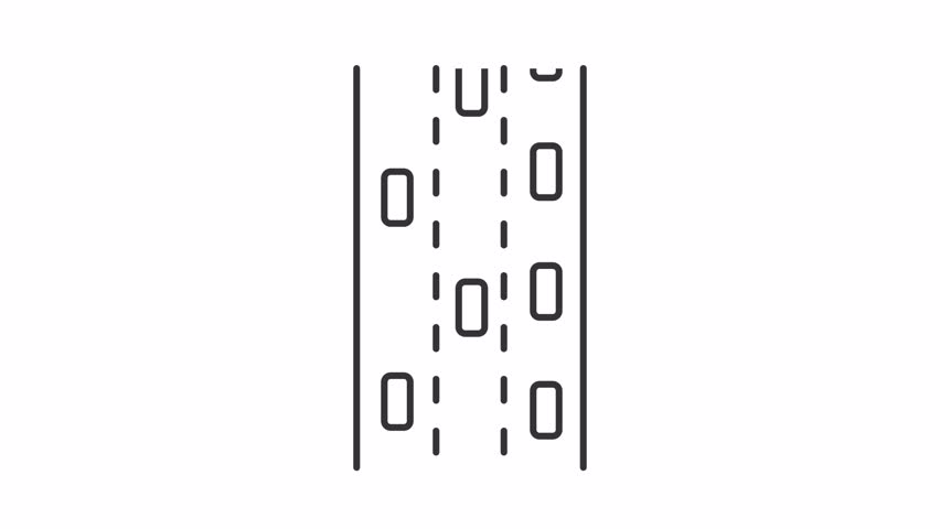 Traffic safety line animation. Cars driving along modern freeway animated icon. Vehicle flow regulation system. Transportation. Outline element on white background. HD video with alpha channel