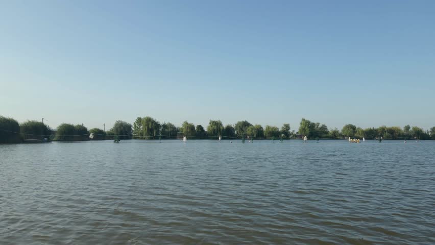 Fishing adventure at Mika Alas lake near Belgrade, Serbia on a sunny day