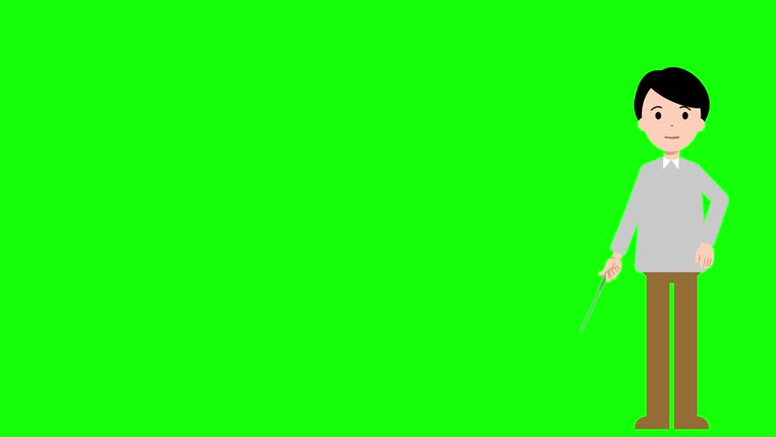 Lip sync animation of a male character speaking on green screen