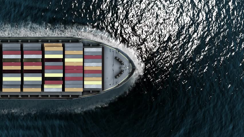 container ship sea. industry freight shipping cargo transport Aerial top view. Water Trade transport