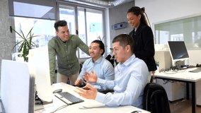 Office workers collaborating on a project, engaging in problem solving, and discussing strategies for success - Powered by Shutterstock - Get 15% off with code: PIKWIZARD15