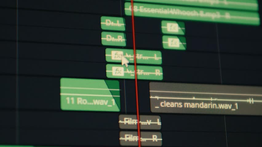 Monitor Displaying Multiple Layers in Video Editing During Post Production, Highlighting Detailed Editing Workflows