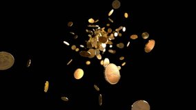 Falling shiny gold coins with glowing particles Gold Coins Falling One Euro gold coins jumping in slow motion 4K - Powered by Shutterstock - Get 15% off with code: PIKWIZARD15