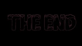 Stylized “THE END” text filled with a full color marble texture and dripping outline, placed on a black background. - Powered by Shutterstock - Get 15% off with code: PIKWIZARD15