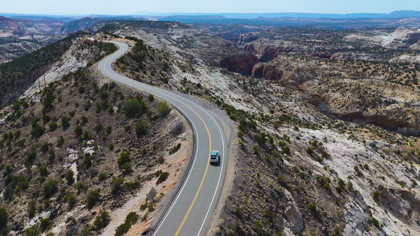 Cinematic aerial shot of All American Road Scenic Byway 12 in Utah, USA