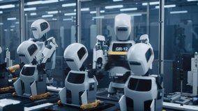 Autonomous Robots Expertly Construct Advanced Manufacturing Robotic Humanoids on a Futuristic Assembly Line,  in a High-tech Smart Factory using Artificial Intelligence and Innovation. - Powered by Shutterstock - Get 15% off with code: PIKWIZARD15
