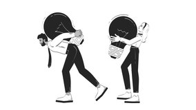 Creative team carrying giant light bulbs symbolizing big ideas doodle outline animation. Colleagues solution business lightbulbs animated sketch 2D concept isolated on white. 4K video motion graphic - Powered by Shutterstock - Get 15% off with code: PIKWIZARD15