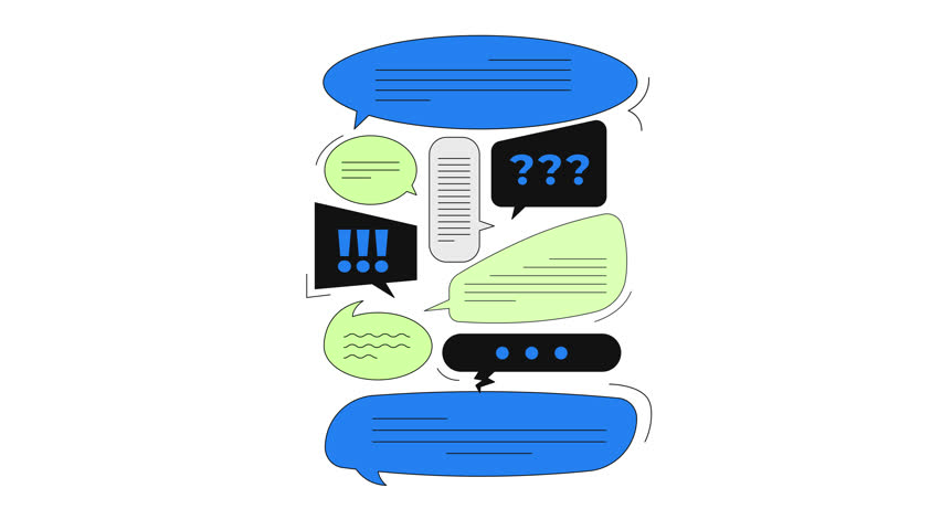 Online discussion chat bubbles 2D onboarding ui animation. Digital communication. Forum comments. Feedback review messaging animated cartoon flat concept metaphor 4K video isolated on white