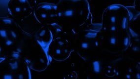 Seamless loop animation features dark, glossy blue organic shapes floating, merging. Abstract visual for technology, mystery, liquid concepts, or background texture - Powered by Shutterstock - Get 15% off with code: PIKWIZARD15
