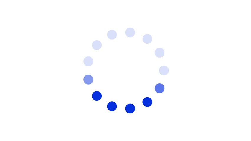 Dots spinning animation loading and buffering icon animation looped Loading circle, dotted circle animation, transparent background, spinning circle for signal, data, video stream, transfer technology