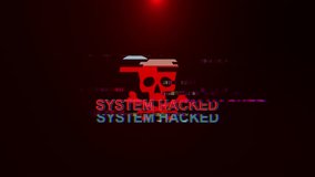 System Hacked Warning Cybersecurity Breach Warning Message matrix Skull Digital Glitch Effects system breach glitch effects, hacking, cybersecurity threats, unauthorized access technology networking. - Powered by Shutterstock - Get 15% off with code: PIKWIZARD15