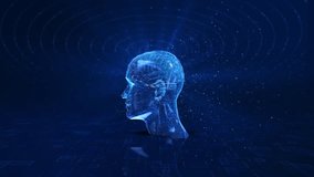 Futuristic 3D human head lines dots, artificial intelligence neural networks. advanced brain technology AI processing machine learning, for tech, digital, next stage of human technology interaction. - Powered by Shutterstock - Get 15% off with code: PIKWIZARD15