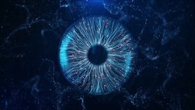 Cyber eye Cyber technology computer sci-fi technology background. Innovation Tech System HUD Technology Concept, Deep Learning Mind Science Research. Virtual Reality, Surveillance System, Human Cyborg - Powered by Shutterstock - Get 15% off with code: PIKWIZARD15