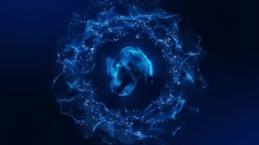 3D futuristic circle wave Abstract digital background. Glowing music sound wave dots lines. technology backdrop moving particles. effect network connection. virtual reality cyber. 3D Illustration - Powered by Shutterstock - Get 15% off with code: PIKWIZARD15