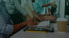 Project team collaborating at modern office, with animated green financial graphs and 3D bar charts. Collaboration, teamwork, data visualization, analytics, digital workspace, business strategy, - Powered by Shutterstock - Get 15% off with code: PIKWIZARD15