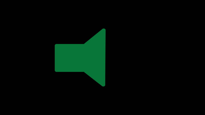 Green volume icon on a black background with glowing sound waves, representing audio or sound settings in a clean digital interface