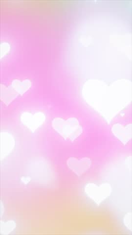 Soft pink background with floating heart shapes, evoking love, romance, and affection in a dreamy style