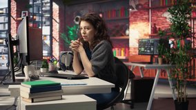 Frustrated entrepreneur tracking stock market growth on dual monitors, analyzing trends and liquidity. Trading interface enables informed buying and selling decisions, market crash. Camera A. - Powered by Shutterstock - Get 15% off with code: PIKWIZARD15