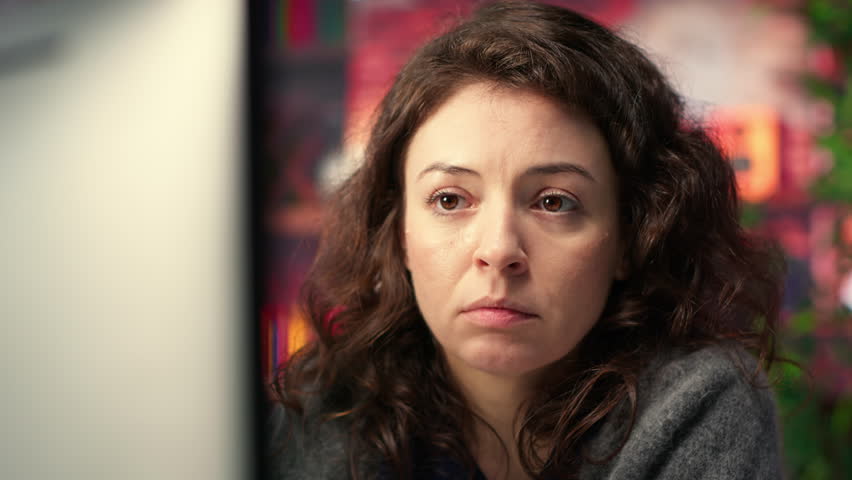 Business professional being devastated with monetary losses and bankruptcy, watching stock exchange trends go downward. Investor trader feeling worried and upset with the market crash. Camera B.