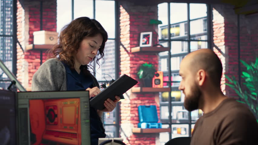 Game developer utilizes AI generated program to design spaceship station using deep learning, futuristic environment enhanced by machine learning based solutions and cloud computing. Camera B.