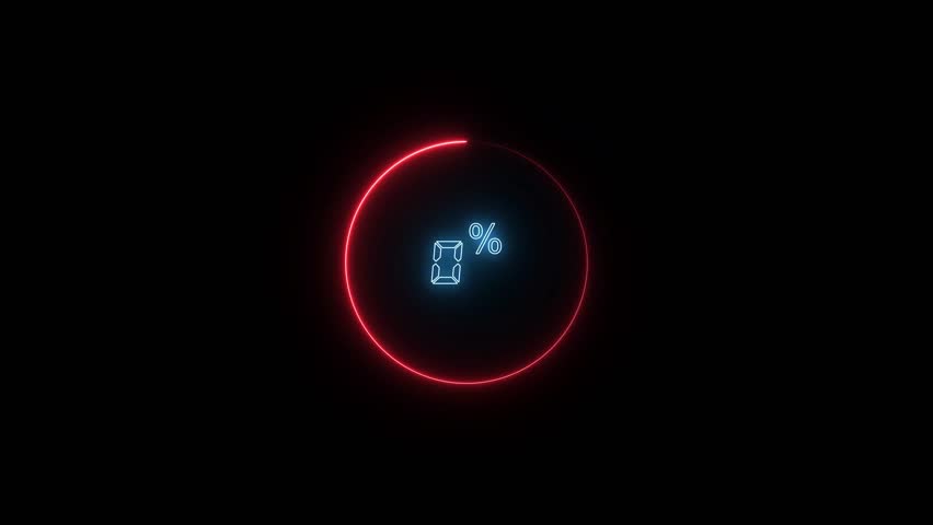  Digital percentage counter animation from 0 to 17%. futuristic circular progress bar 4k video.
