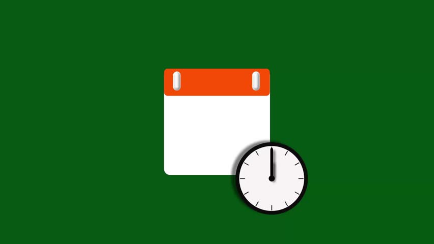 July month 22 date calendar icon animation. Calendar with clock icon background animation 4k video.