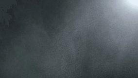 Tiny dust randomly flying in the smoky air, empty space template for objects. Many dust particles white powder floating on empty black contrast background in spotlight. Slow motion. - Powered by Shutterstock - Get 15% off with code: PIKWIZARD15