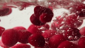 Frozen cranberries cooking for tea or jam, Background Close up of cranberry berries in on the kitchen, chef making dessert healthy pie. - Powered by Shutterstock - Get 15% off with code: PIKWIZARD15