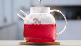 Frozen cranberries cooking for tea or jam, Background Close up of cranberry berries in on the kitchen, chef making dessert healthy pie. - Powered by Shutterstock - Get 15% off with code: PIKWIZARD15