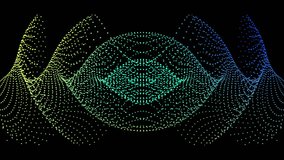 Colorful abstract animation with waves, points, and a sphere on a black background, ideal for futuristic and tech designs - Powered by Shutterstock - Get 15% off with code: PIKWIZARD15