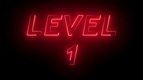 Level 1 text font with glowing neon light.Level Up neon sign tex animation.Level 1 text animation by red color neon on black background. - Powered by Shutterstock - Get 15% off with code: PIKWIZARD15