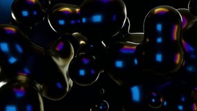 Seamless loop animation features dark, glossy multicolored organic shapes floating, merging. Abstract visual for technology, mystery, liquid concepts, or background texture - Powered by Shutterstock - Get 15% off with code: PIKWIZARD15