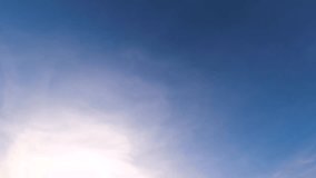 Timelapse of sky with gentle clouds and airplane contrails and crescent moon at dusk, minimalist and tranquil visual - Powered by Shutterstock - Get 15% off with code: PIKWIZARD15