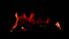 Slow motion of burning fire and flame on ground isolated on black background - Powered by Shutterstock - Get 15% off with code: PIKWIZARD15