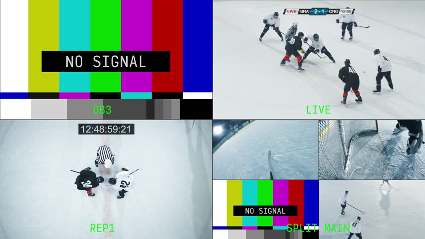 Screen Replacement Template for Director's Technical Panel on a Sports Television Network. Ice Hockey Championship TV Broadcast Management Interface for Online Live Stream on Sports Channels