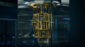 Futuristic Science Laboratory with a High-Tech Golden Quantum Computer Core. Breakthrough Technology in Computational Artificial Intelligence Research, Big Data Processing and Development - Powered by Shutterstock - Get 15% off with code: PIKWIZARD15