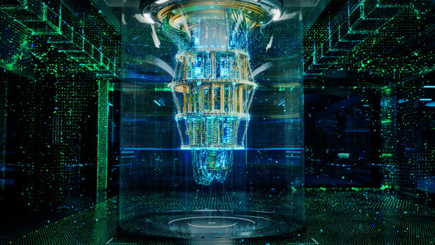 Digital Visualization of a Futuristic Quantum Computer in a Scientific Research Center. Animation Showing Big Data Flow, Connectivity and Computing Features. Computational and AI Innovation Concept - Powered by Shutterstock - Get 15% off with code: PIKWIZARD15