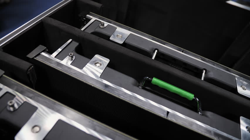 LED screen panels packed in transport case